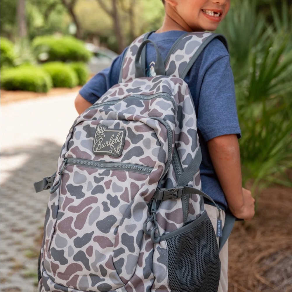 BURLEBO Grey Classic Camo Backpack for School or Travel